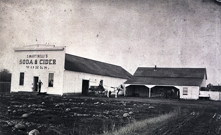 One of the first photos of Martinelli’s Soda and Cider works building, circa 1885.